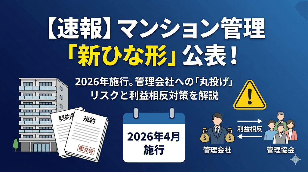 管理業者管理者方式の「新ひな形」公表──2026年4月施行に向け、管理組合が押さえるべき実務ポイント