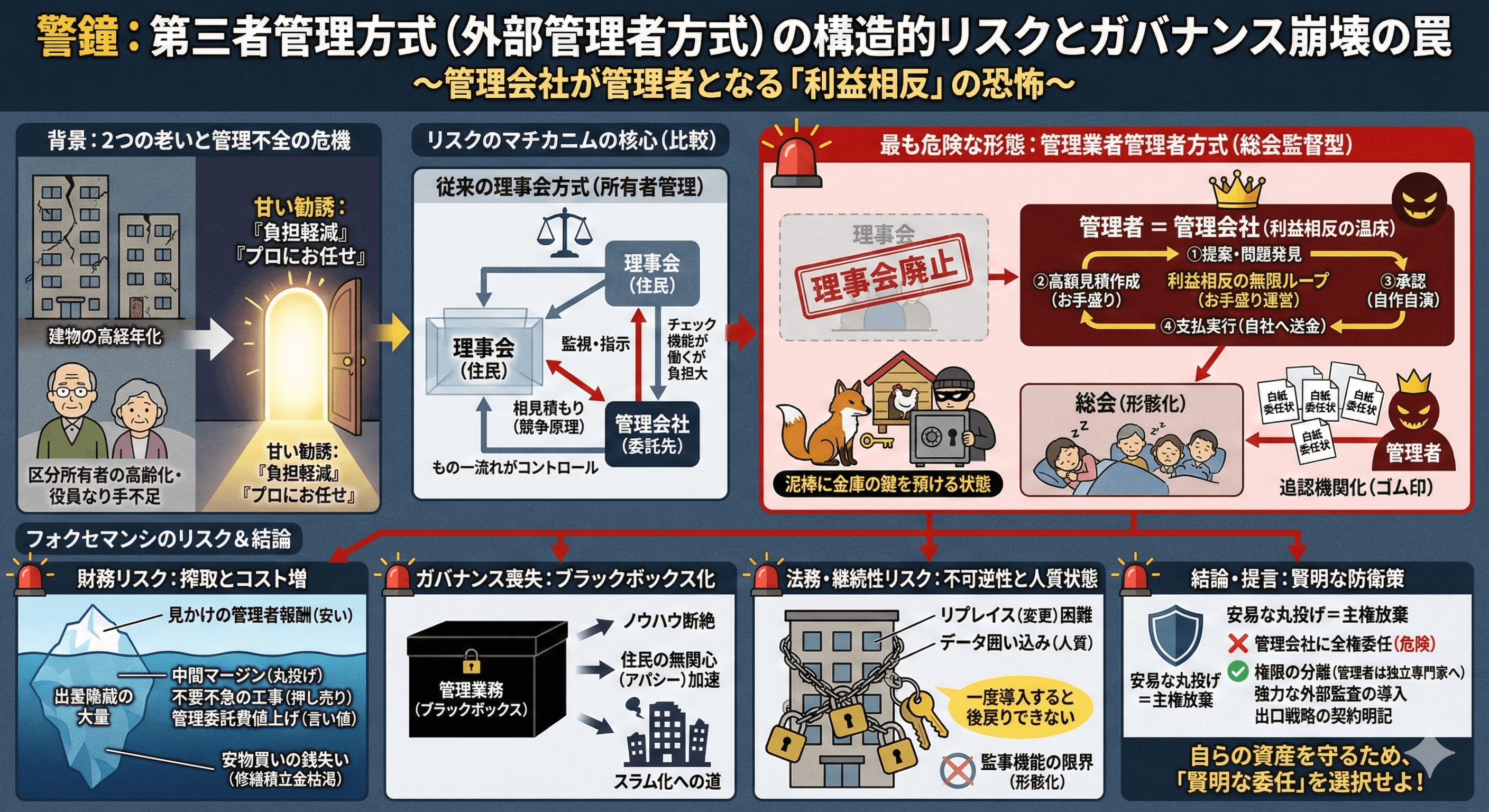 第三者管理方式の落とし穴:管理組合が知るべき構造的リスクと防衛策